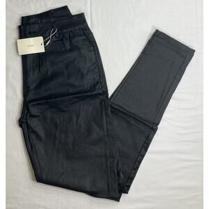 Bamans Leather Pants Women's Medium Black Soft Faux Zap Button 5-Pockets Ankle